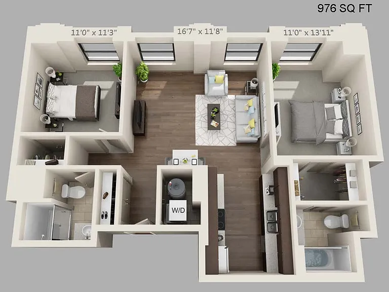 Two Bed Two Bath 976 sqft Two Bed Two Bath 976 sqft
