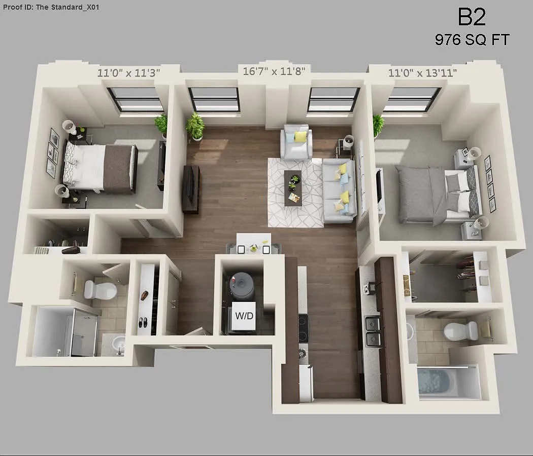 Floor plan Two Bed/Two Bath - 976