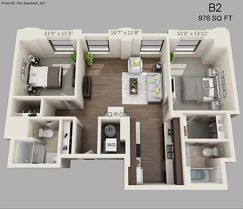 Floor plan Two Bed/Two Bath - 976
