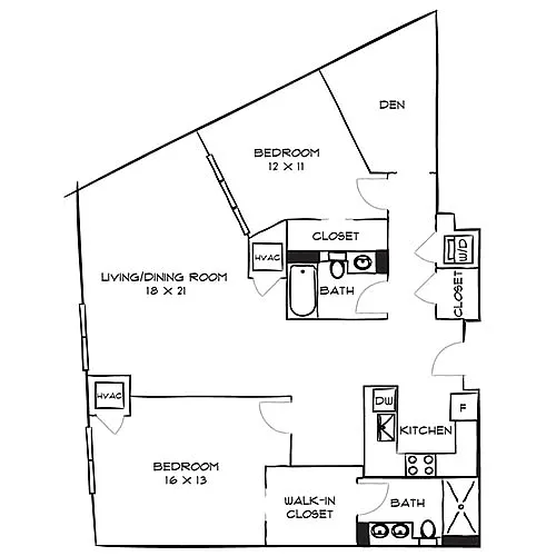 Floor plan Style 2K with Den