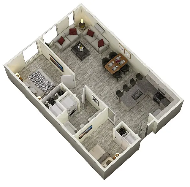 Floor plan 1-Bed Den A
