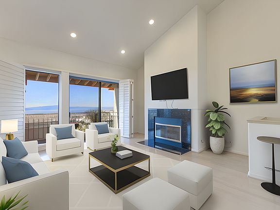 living room, gas firplace; sweeping SF & Golden Gate views