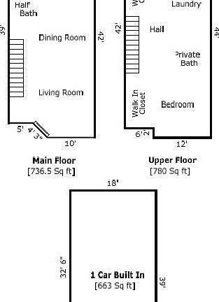 Floor plan with main measurements