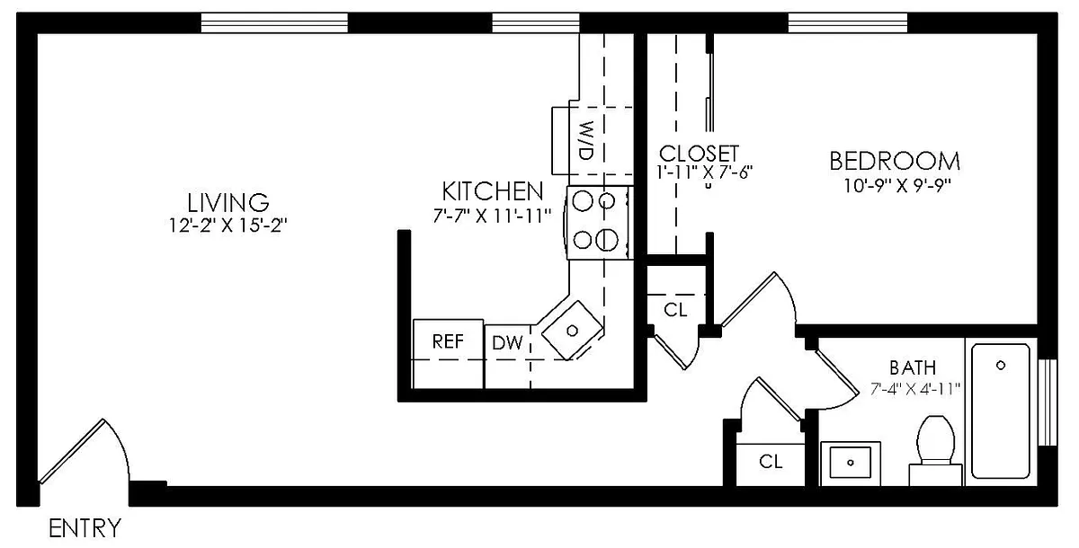 Floor plan 1 Bed x 1 Bath