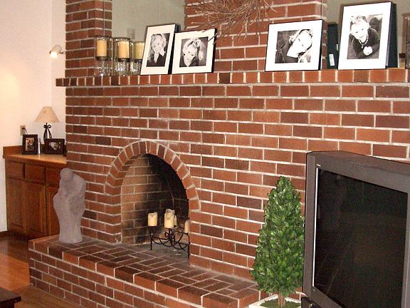 This is the brick fireplace in the family room.