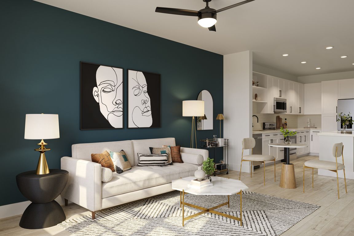 Living Room with Wood-Style Flooring