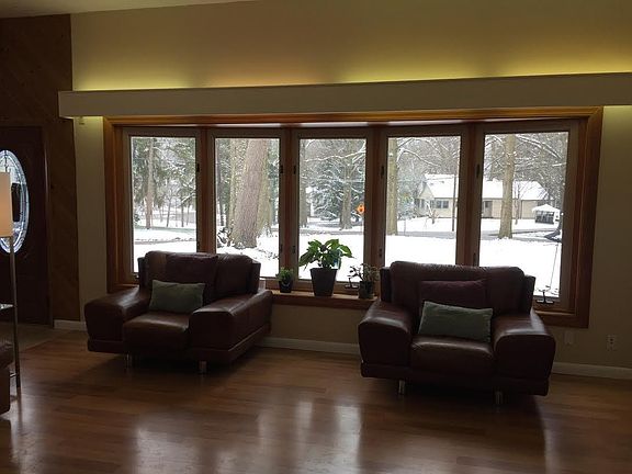 Living room with large bay window area