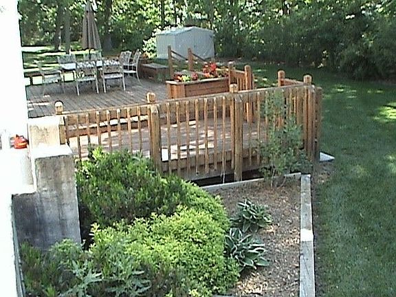 Large deck and brick patio
