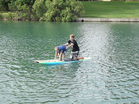 Swimming & boarding in back