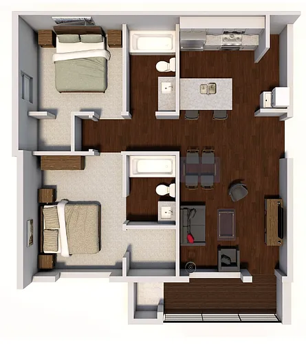 Floor plan 2 Bedroom, 2 Bath
