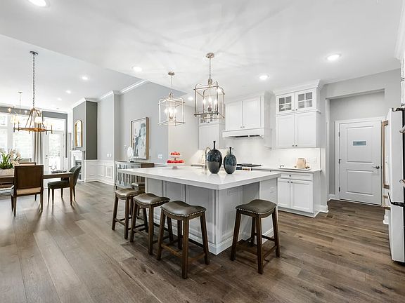 Kitchen with center island and pendant lighting