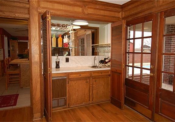 A close up view of the wet bar. Look at through the French doors to see the pool.
