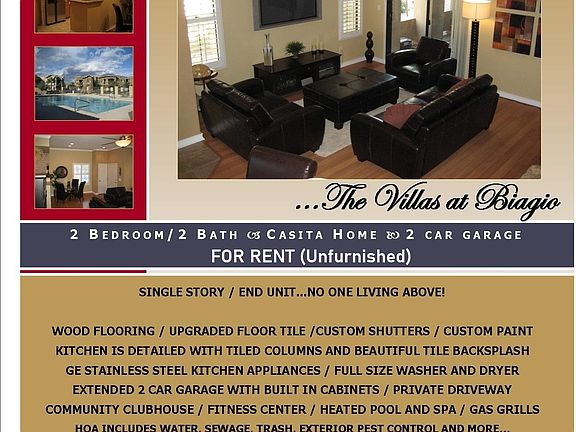 CASITA FLOORPLANS RARELY BECOME AVAIL THIS IS YOUR CHANCE TO LIVE AT BIAGIO IN A TURN-KEY LIVING CONDO.