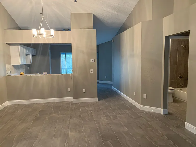 Dining Room, Hall, and Guest Bathroom view.