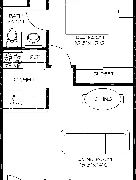 Units in the building at 1045 are this layout. Units in the building at 1045 are this layout.
