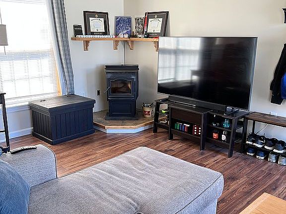 pellet stove in living room