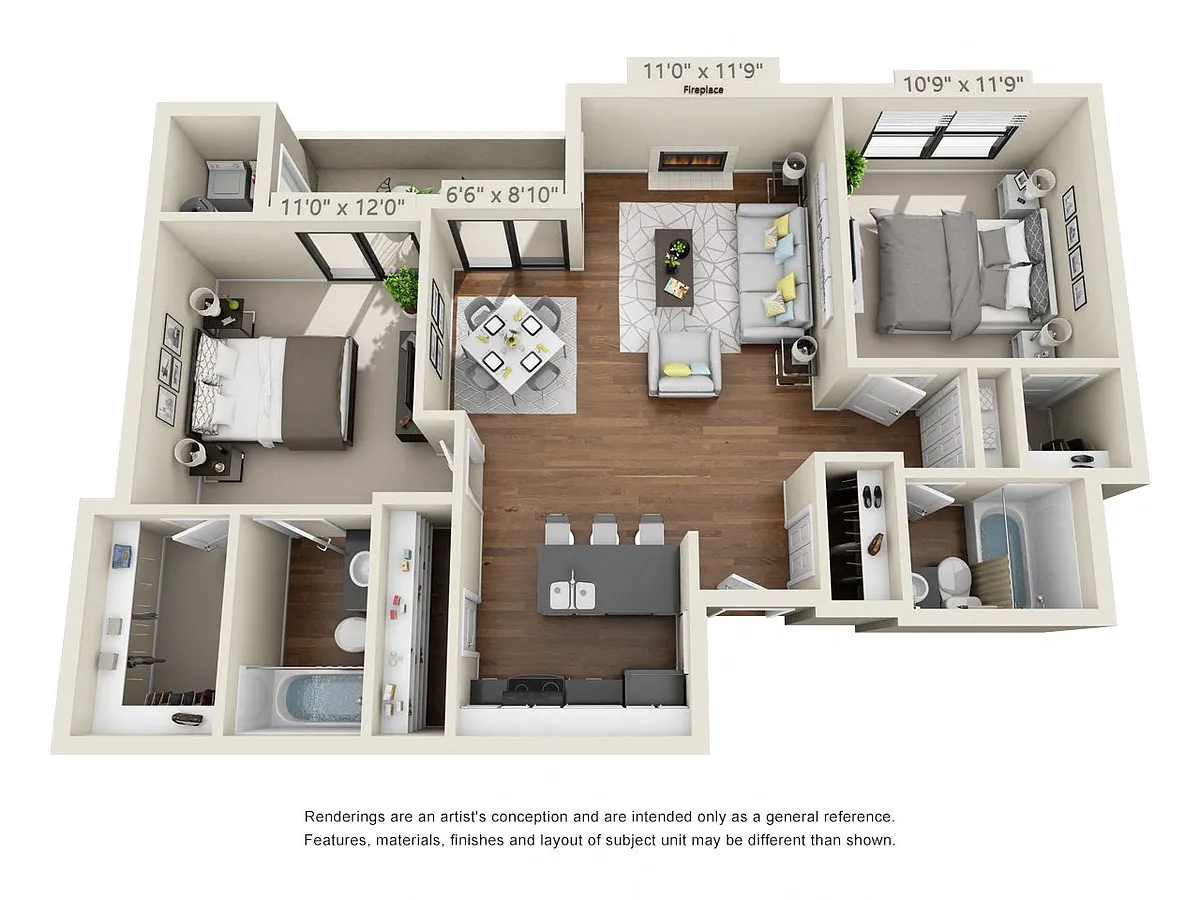 Floor plan Two Bed Two Bath