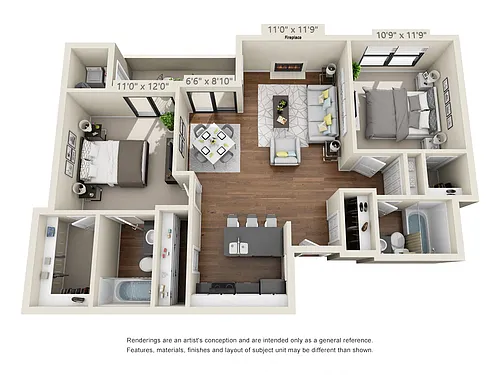 Floor plan Two Bed Two Bath