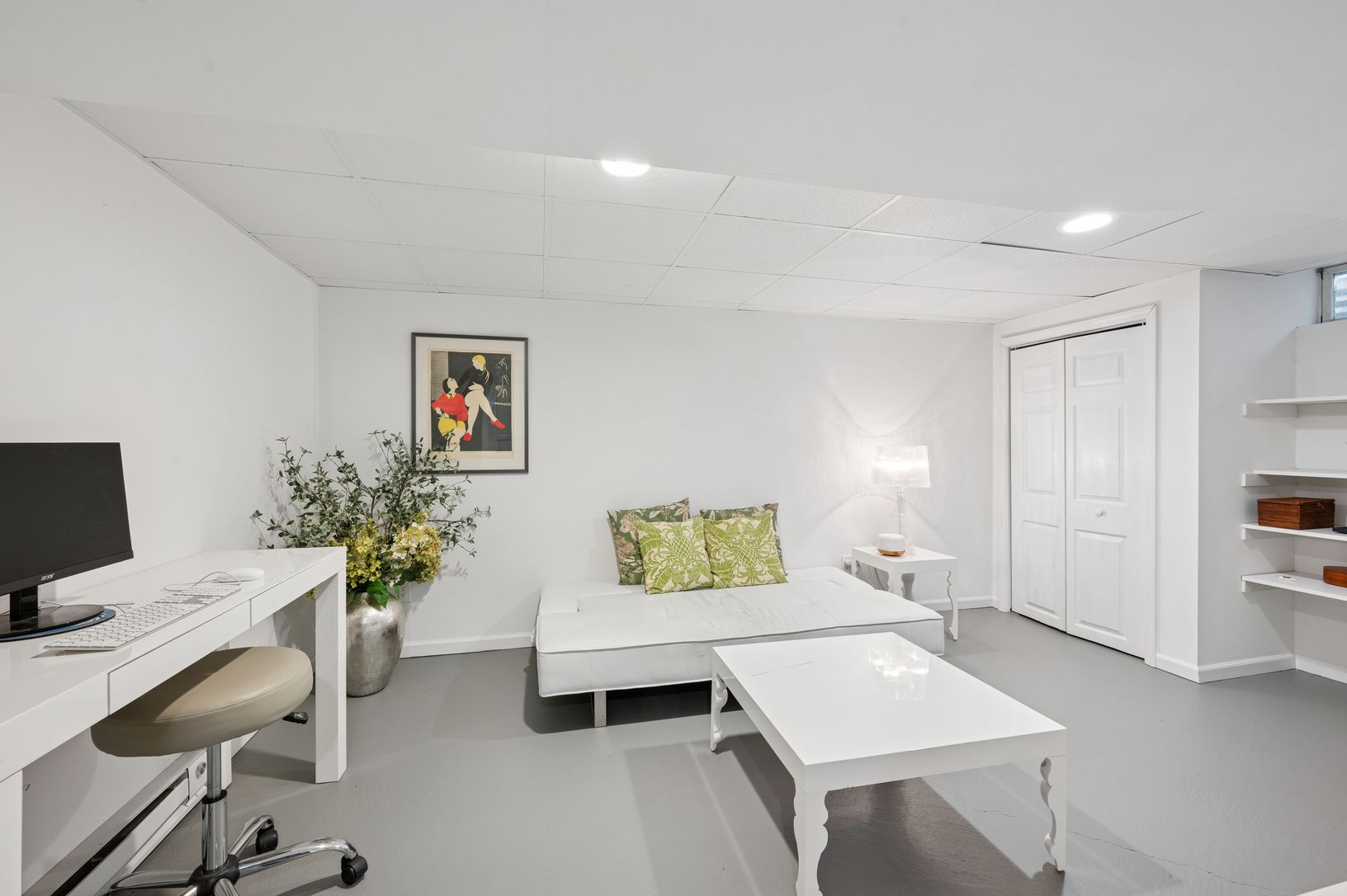 Finished lower level media/den