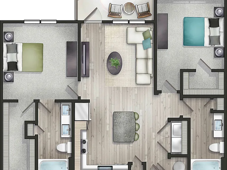 Explore this modern 2-bedroom apartment featuring a spacious living area, stylish kitchen, and a cozy balcony. Explore this modern 2-bedroom apartment featuring a spacious living area, stylish kitchen, and a cozy balcony.