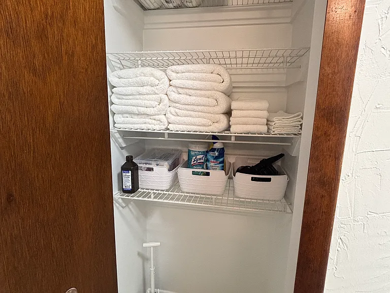 Large linen closet in shared bath.