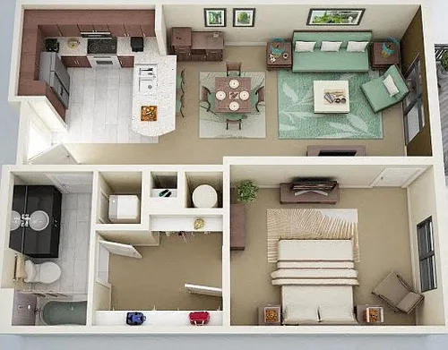 Floor plan 1 Bedroom + 1 Bath