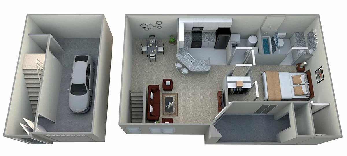 Floor plan Buckland - 1 Bedroom, 1 Bath (752 sqft.)