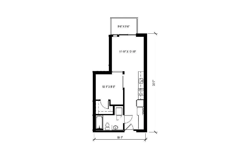 Floor plan Urban 1 Bedroom - U19