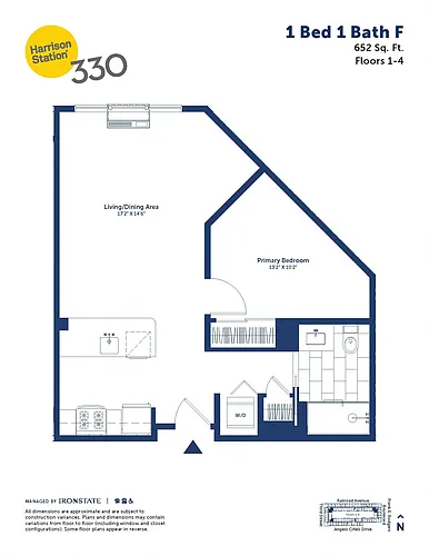 Floor plan 1 Bed 1 Bath F