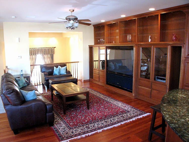 Family Room with custom built entertainment center