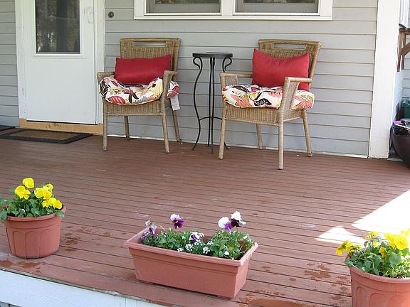 Back porch extends length of the house.