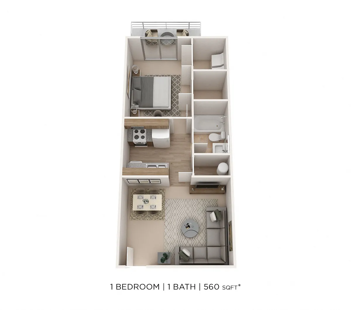 Floor plan One Bedroom-Ashton Woods 560 sqft
