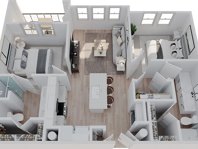 Two Bedroom Apartment with Kitchen Island
