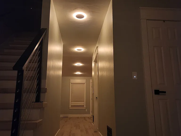 This ambient mood lighting is great for relaxing days and nights! These lights are in every room except the bathrooms (which have rainbow lights--even better), garage, and unfinished part of the basement.