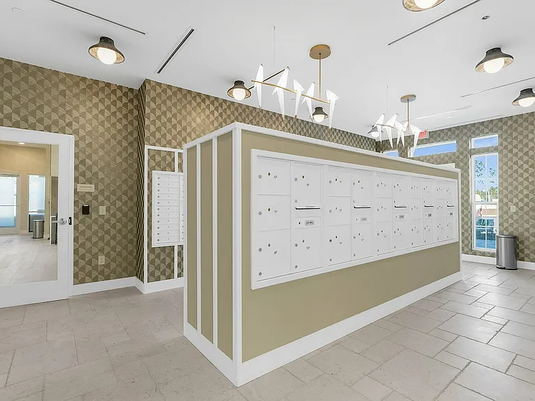 Experience convenience and style in our elegantly designed mailroom.