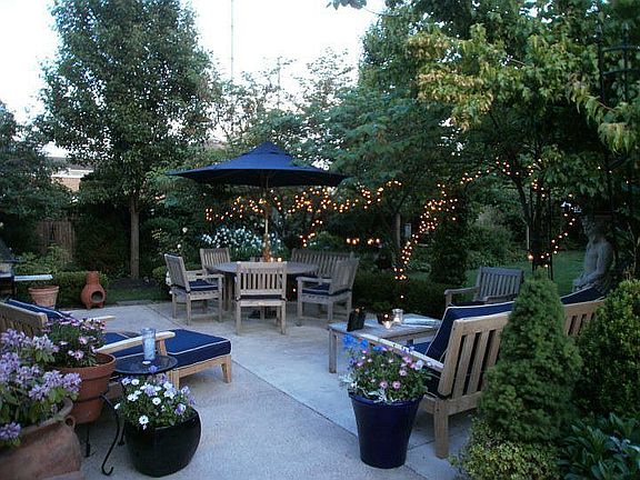 brick lined patio and stairs 