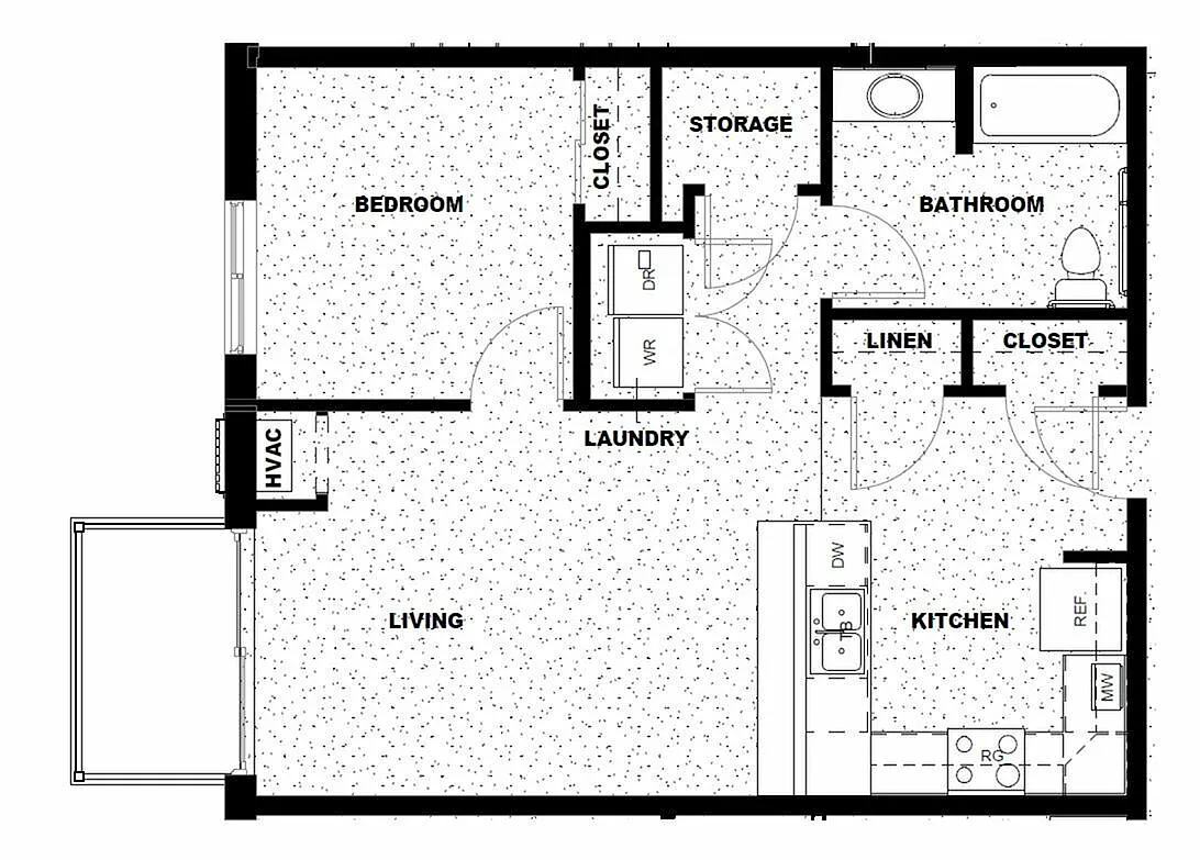 Floor plan 1 Bed/1 Bath-Affordable- 60%