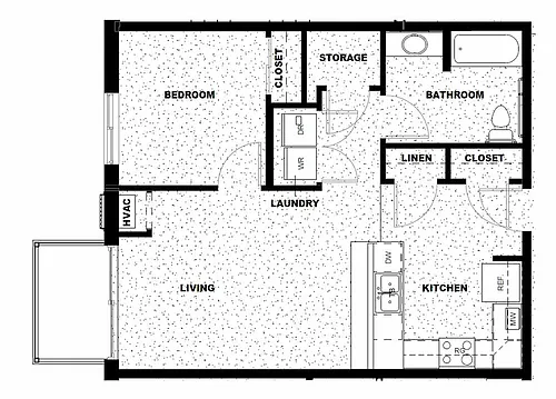 Floor plan 1 Bed/1 Bath-Affordable- 60%