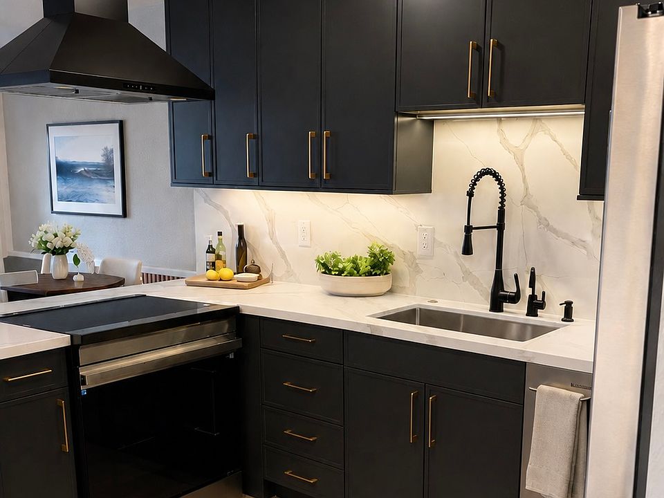 Induction range, dishwasher, fridge with ice maker, garbage disposal, and hot water dispenser
