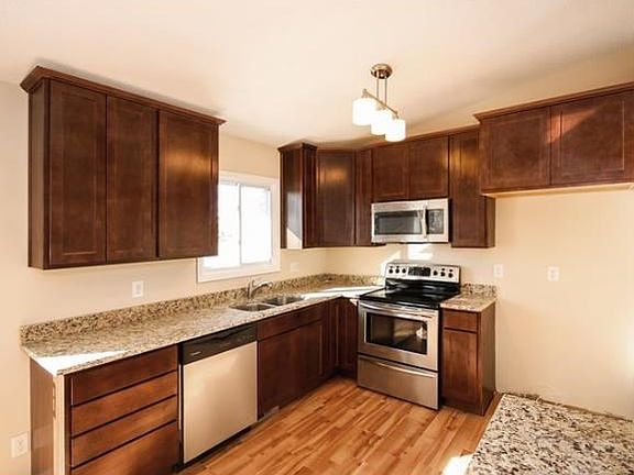 New cabinets, counters, sink, fixtures, lighting, flooring and more.