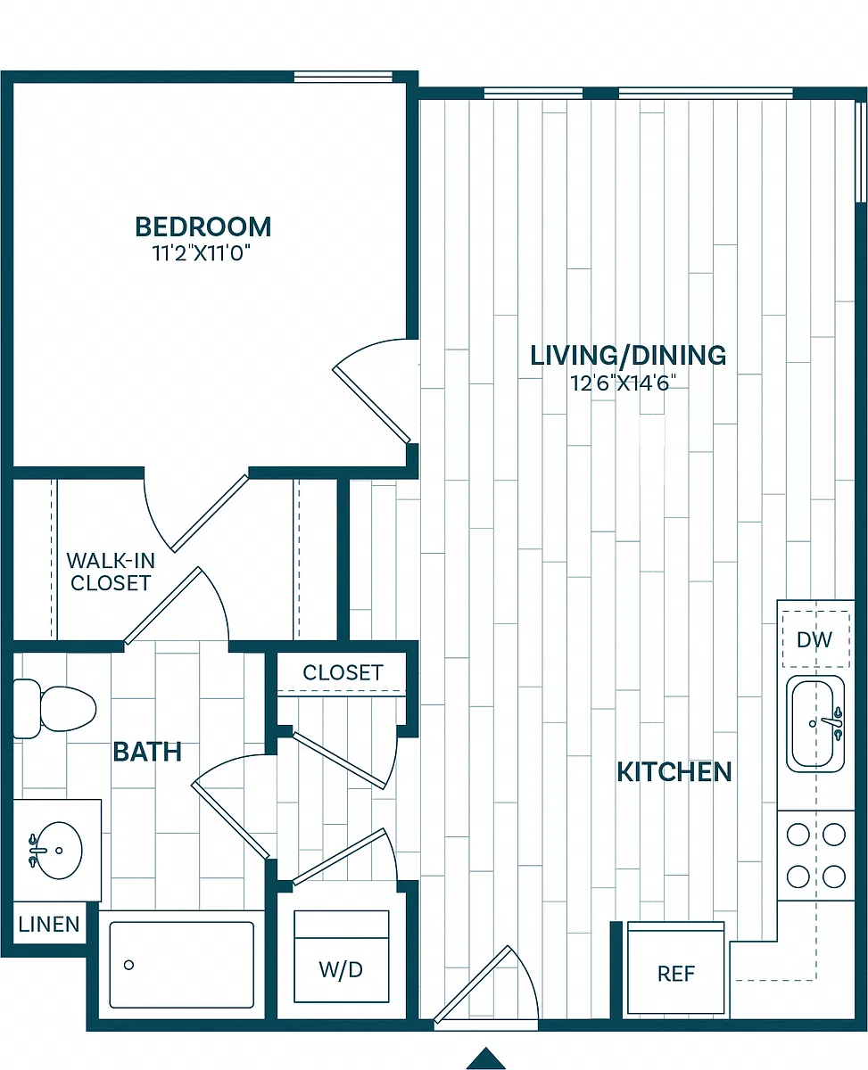 Floor plan 1 Bed/1 Bath-A3