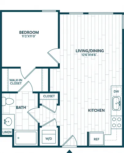 Floor plan 1 Bed/1 Bath-A3