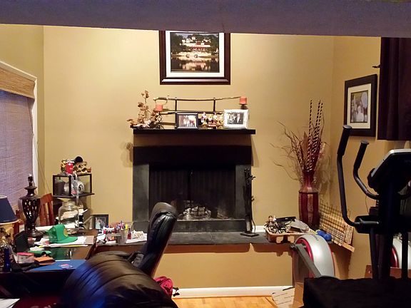 Fireplace in dining room