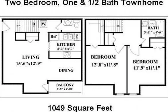 2 Bedroom, 1.5 Bathroom Townhome. Washer/Dryer connections in downstairs hall. Kitchen has overhead cabinets above stove. 2 Bedroom, 1.5 Bathroom Townhome. Washer/Dryer connections in downstairs hall. Kitchen has overhead cabinets above stove.