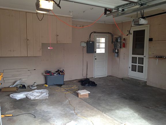 Double car garage with opene