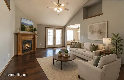 Living room, virtually staged