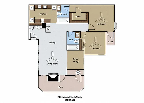 Floor plan 2 BR 2 BA Den