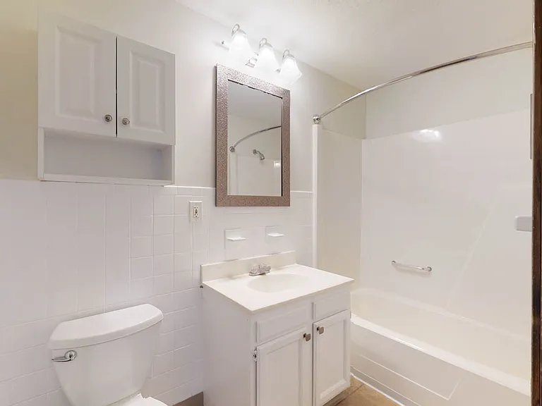 Sleek remodeled bathroom.