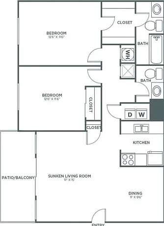 Two Bedroom Two and 1/2 Bath (1,057 SF) Two Bedroom Two and 1/2 Bath (1,057 SF)