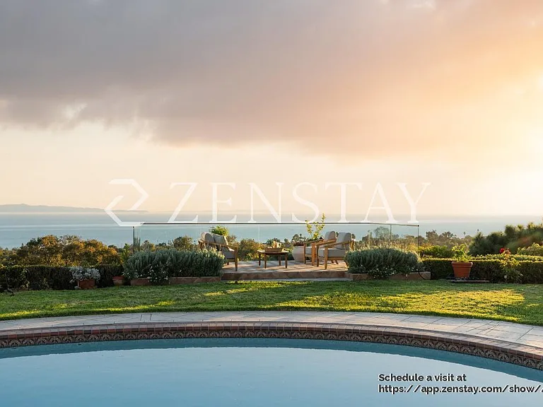 Resort-style circular pool as the centerpiece of the backyard